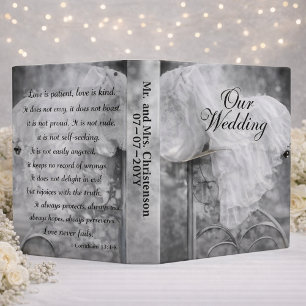 Vintage Bridal Dress with Bible Verse 3 Ring Binder