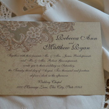 Vintage Bridal Pearls And Lace Invitation by happygotimes at Zazzle