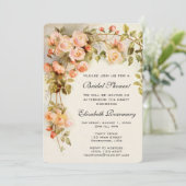 Vintage Bridal Shower Antique Roses Flowers Floral Invitation (Standing Front)