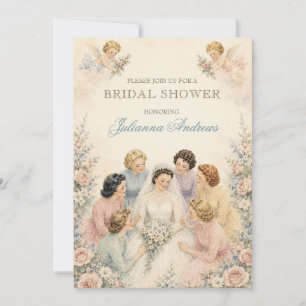 Vintage Bridal Shower Bride Bridesmaids Floral I Invitation