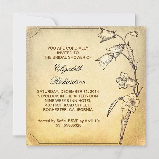 vintage bridal shower custom invitations (Front)