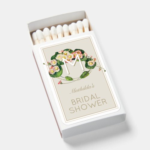 Vintage Bridal Shower Daisies Wreath Girl Monogram Matchboxes