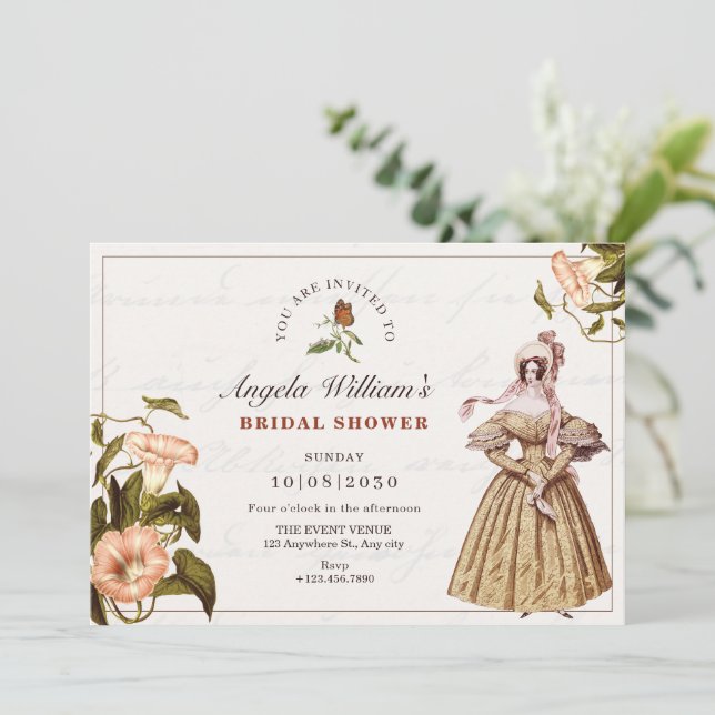 Vintage bridal shower invitation (Standing Front)