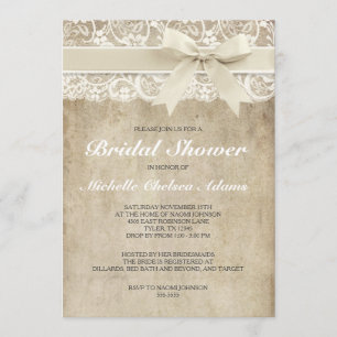 Vintage bridal shower invitation antique lace