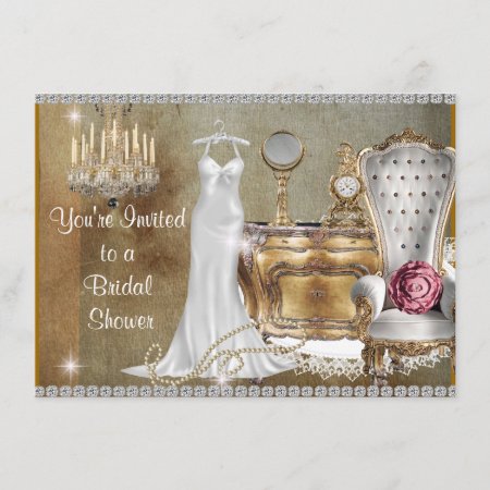 Vintage Bridal Shower Invitation Faux Background