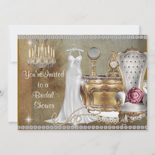 VINTAGE BRIDAL SHOWER INVITATION FAUX Wallpaper