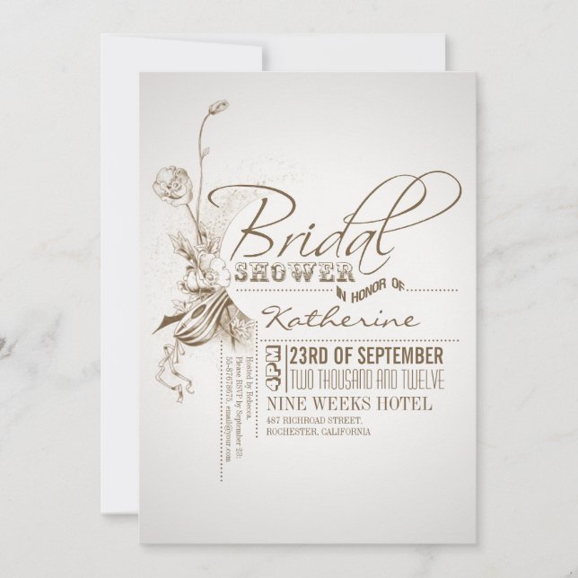 vintage bridal shower invitations (Front)