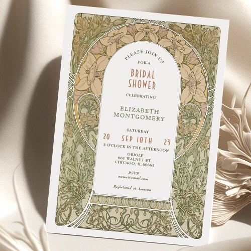 Vintage Bridal Shower Invitations Art Nouveau Deco