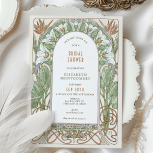 Vintage Bridal Shower Invitations Art Nouveau Deco