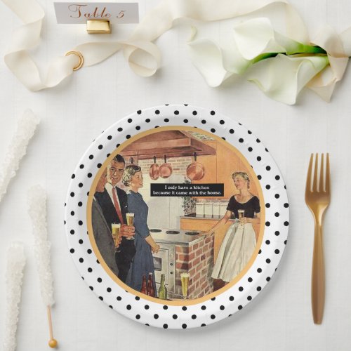 Vintage Bridal Shower Kitchen Cocktails Funny Paper Plates