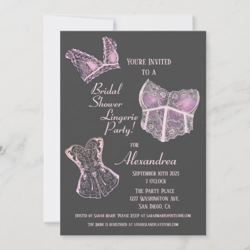 Vintage Bridal Shower Lingerie Party Invitation