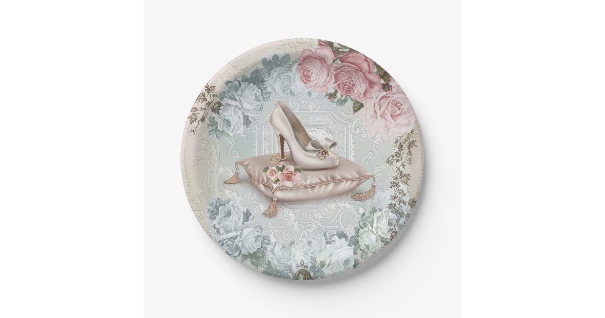 Vintage Bridal Shower Paper Plates | Zazzle