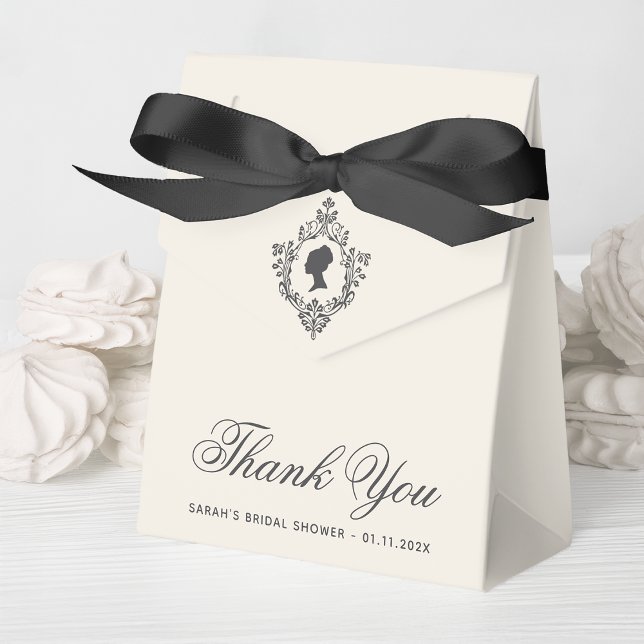 Vintage Bridal Shower Regency Lady in Crest Ivory Favor Boxes (Creator Uploaded)