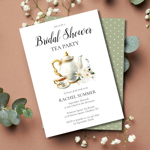 Vintage Bridal Shower Tea Party Invitation