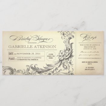 Vintage Bridal Shower Tickets Invitations by jinaiji at Zazzle