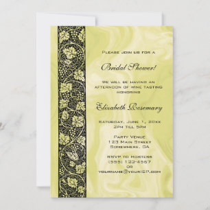 Vintage Bridal Shower, Victorian Grape Vine Leaves Invitation