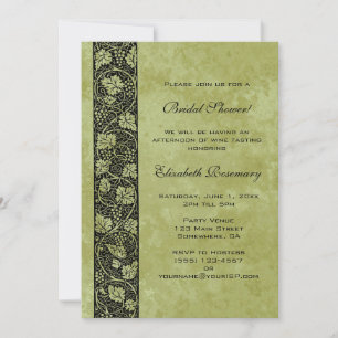 Vintage Bridal Shower, Victorian Grape Vine Leaves Invitation