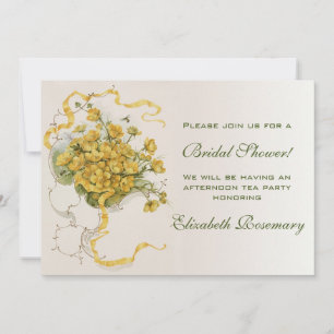 Vintage Bridal Shower Vintage Yellow Flower Floral Invitation