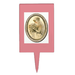 Vintage Bridal Shower Wedding Bride Pink Cake Topper