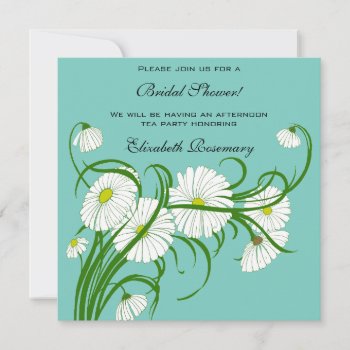 Vintage Bridal Shower  White Gerber Daisy Flowers Invitation by InvitationCafe at Zazzle