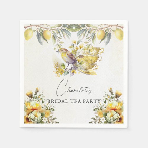 Vintage Bridal Tea Party Lemon  Napkins