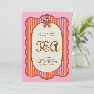 Vintage Bridal Tea Party Pink & Red Invitation