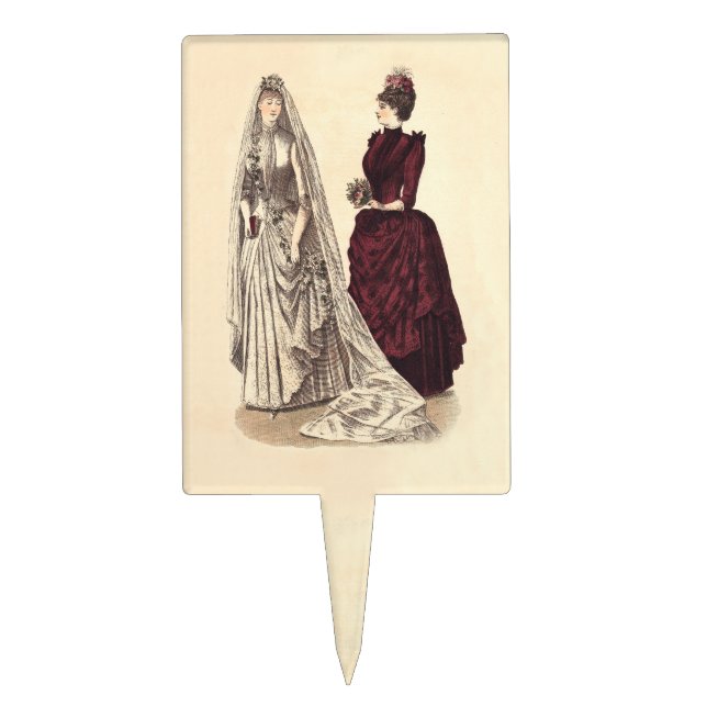 Vintage Bridal Wedding Women Cake Topper (Front)