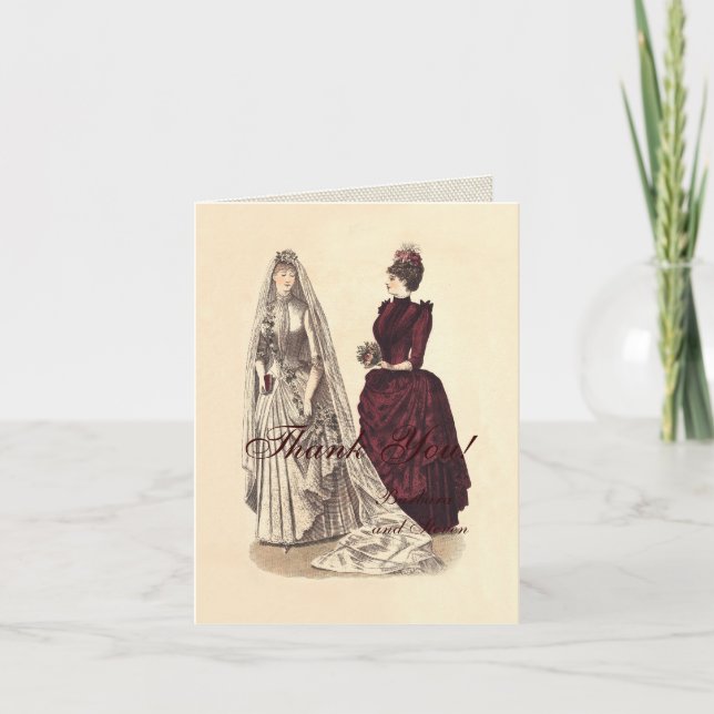Vintage Bridal Wedding Women Thank You Card (Front)