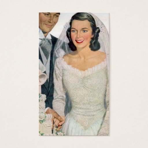 Customizable Vintage Bride and Groom Business Card