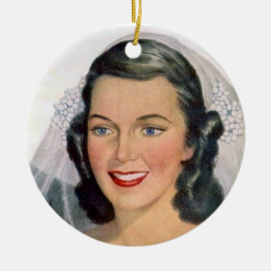 Vintage Bride and Groom Ceramic Ornament