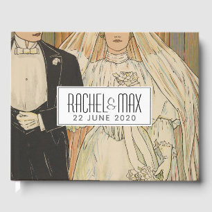 Vintage Bride and Groom Elegant Wedding Guest Book