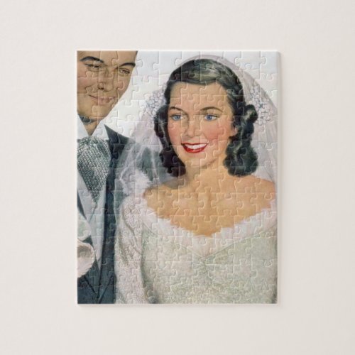 Vintage Bride and Groom Jigsaw Puzzle