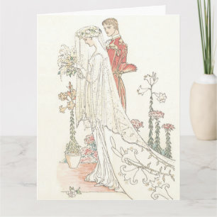 Vintage Bride and Groom Old Fashioned Wedding Card