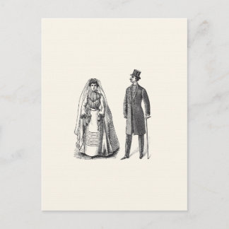 Vintage Bride and Groom Reply Postcard
