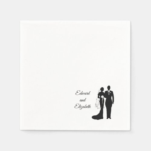 Vintage Bride and Groom Silhouette Napkins