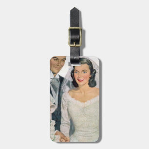 Vintage Bride and Groom Wedding retro Luggage Tag