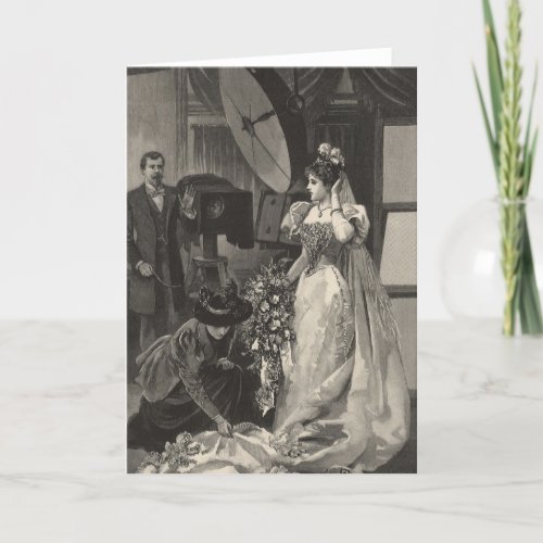 Vintage Bride Bridal Portrait with Photographer Card