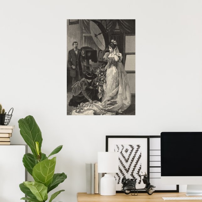 Vintage Bride, Bridal Portrait with Photographer Poster (Home Office)