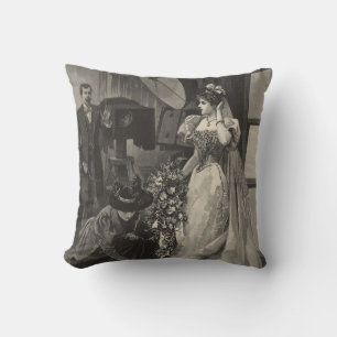 Vintage Bride, Bridal Portrait with Photographer Throw Pillow