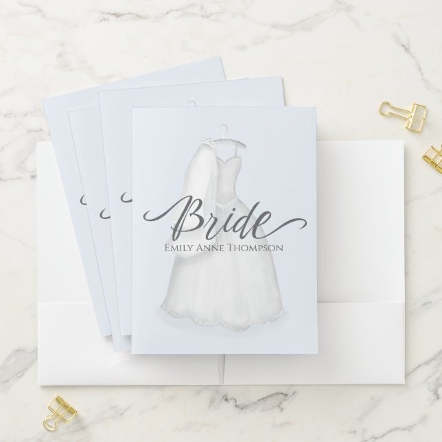 Vintage Bride Dress Wedding Personalized Custom Pocket Folder (In Situ)