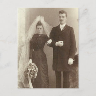 Vintage Bride & Groom Romantic Wedding Photography Postcard