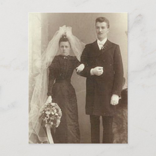 Vintage Bride  Groom Romantic Wedding Photography Postcard