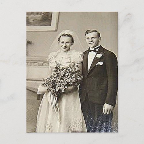 Vintage Bride  Groom Romantic Wedding Photography Postcard