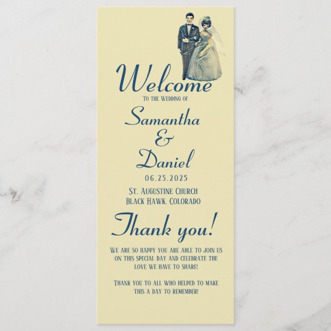 Vintage Bride Groom Wedding Ceremony Program (Front)