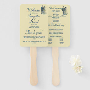 Vintage Bride Groom Wedding Ceremony Program Hand Fan