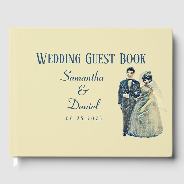 Vintage Bride Groom Wedding Guest Book (Front)