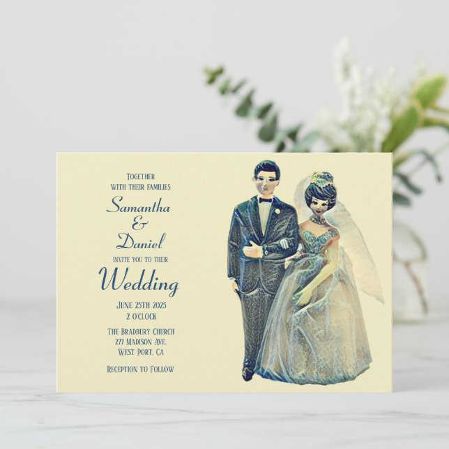 Vintage Bride Groom Wedding Invitation (Standing Front)
