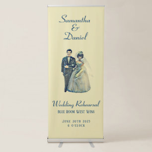 Vintage Bride Groom Wedding Rehearsal Dinner Retractable Banner