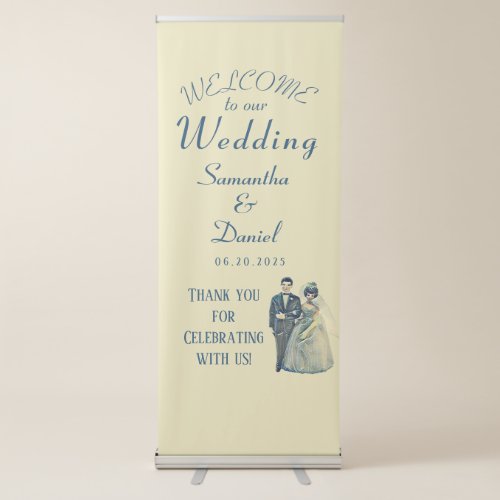 Vintage Bride Groom Wedding Welcome Retractable Banner