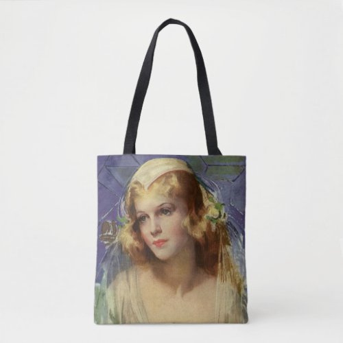 Vintage Bride holding a Bible Religious Wedding Tote Bag